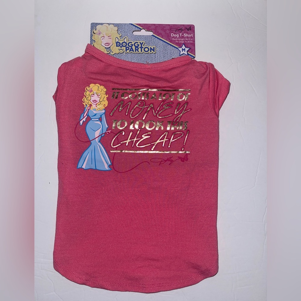 New Dolly Parton Doggy Parton Pink T-Shirt Dog‎ Clothes Size Medium